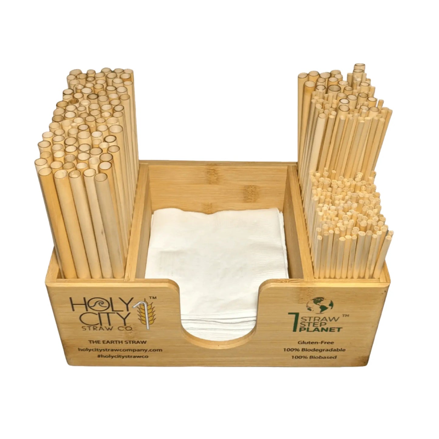 Bamboo Straw and Napkin Bar Caddy