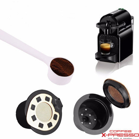 Refillable coffee capsule set of 2 for Nespresso coffee machines (Gold)