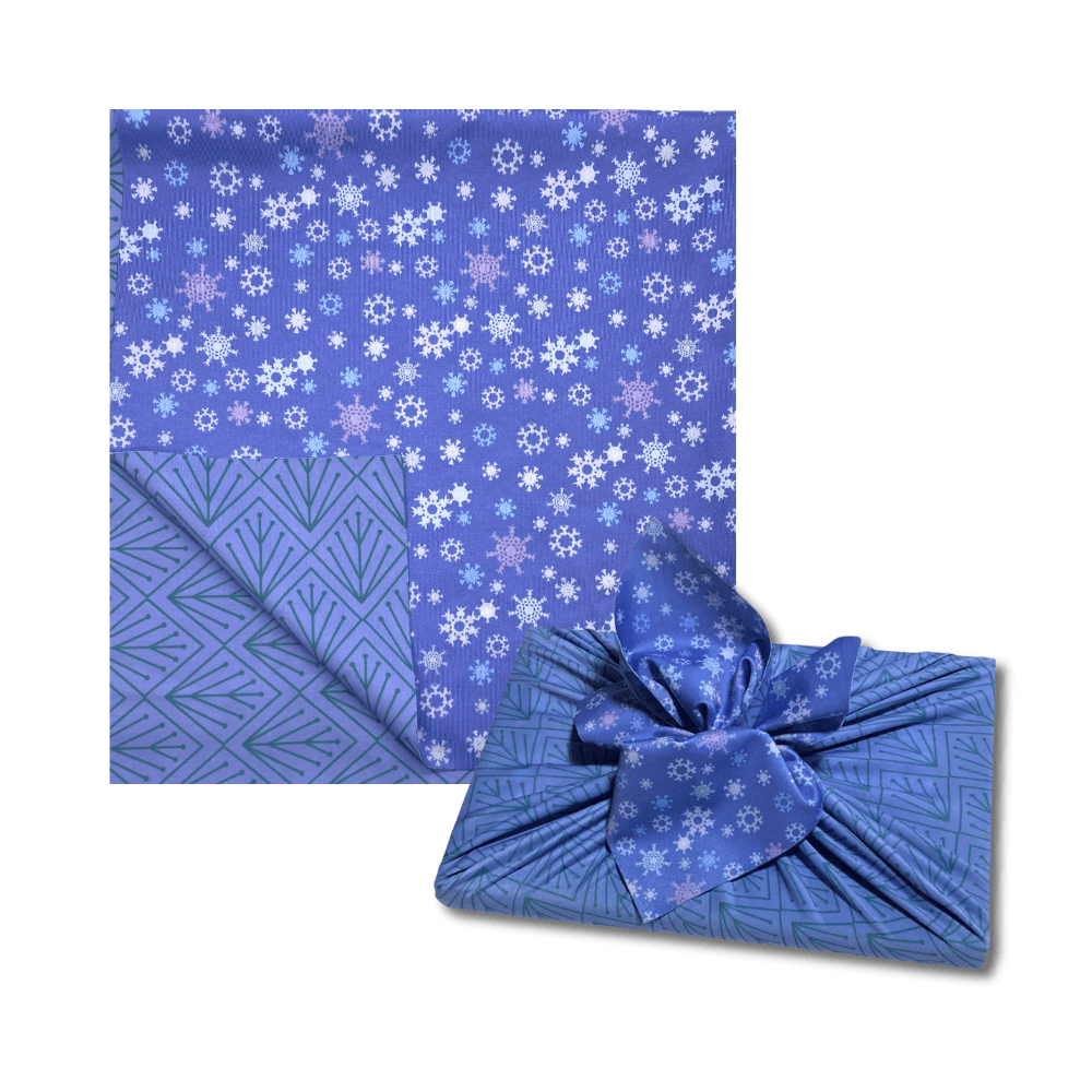 Large Reusable Cloth Furoshiki Gift Wrap | Snowflakes & Pine-0