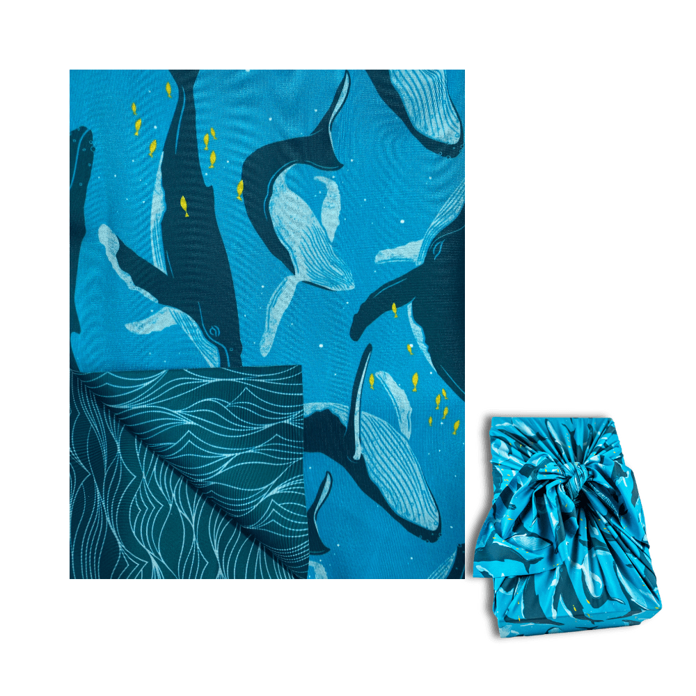 Assorted Set of 5 Reusable Cloth Furoshiki Gift Wrap | Ocean Conservation Collection-1