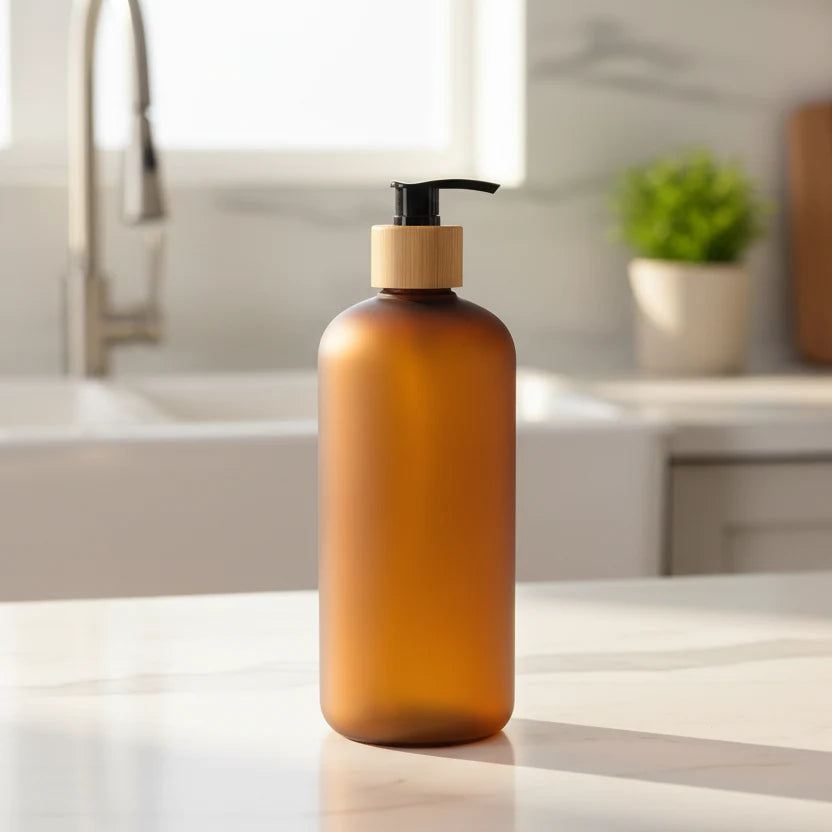 Amber Frost Pump Bottle – 500 ml Refillable Dispenser-0