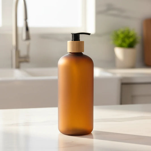 Amber Frost Pump Bottle – 500 ml Refillable Dispenser-0