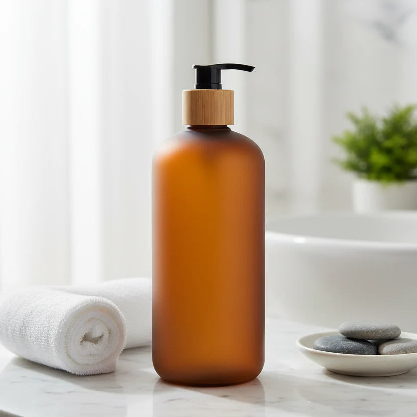 Amber Frost Pump Bottle – 500 ml Refillable Dispenser-1