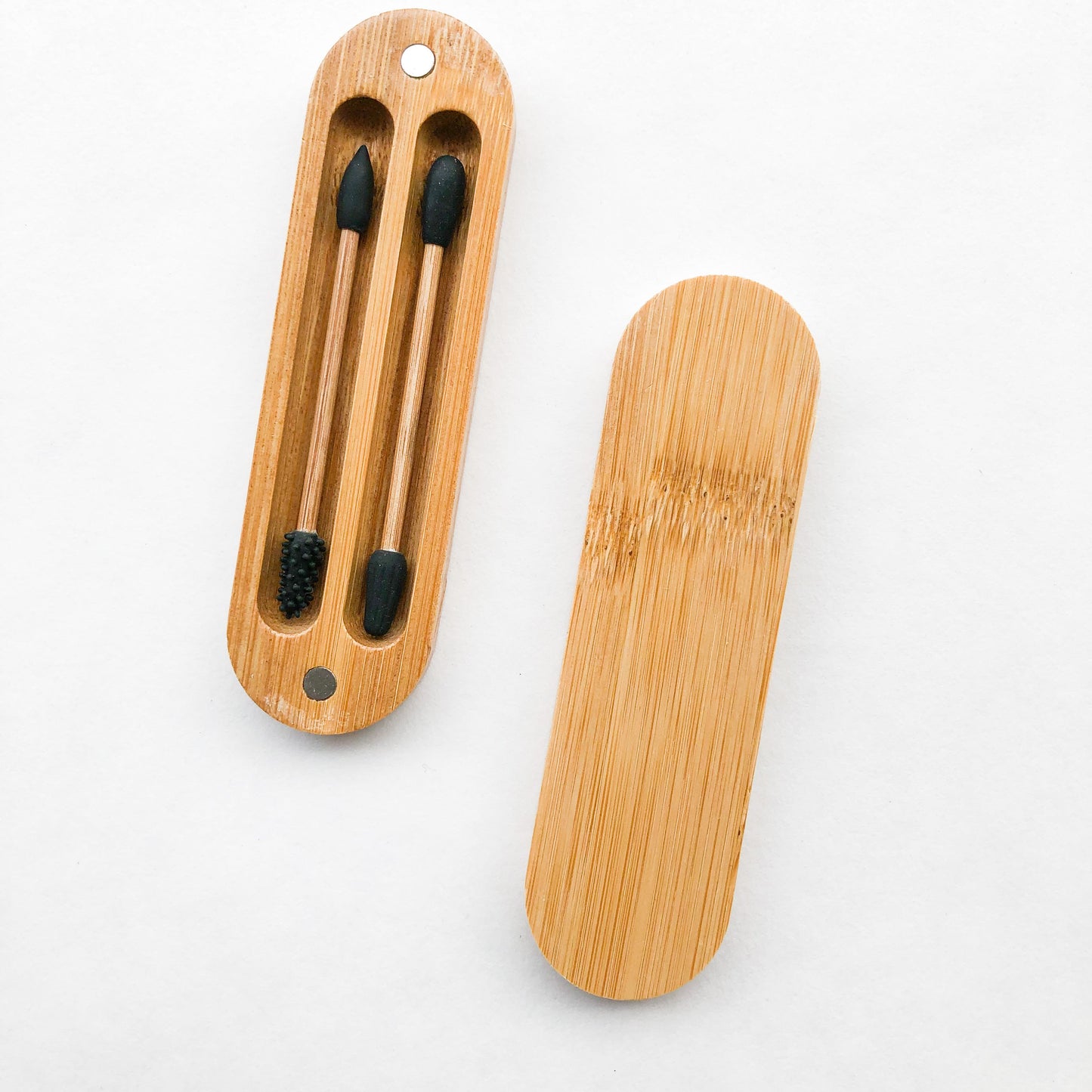 Reusable Plastic Free Bamboo Silicon Q-Tips with Bamboo Case | Zero Waste Biodegradable Bamboo Swabs | Sustainable Bathroom