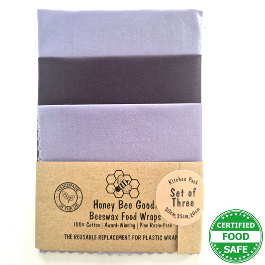 *Set of 3 Handmade Beeswax Wraps | Earth Tones Plum