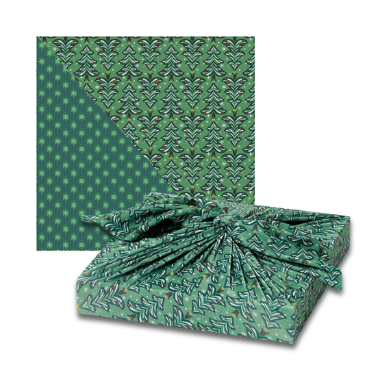 Extra Large Reusable Cloth Furoshiki Gift Wrap | Christmas Trees & Stars-0