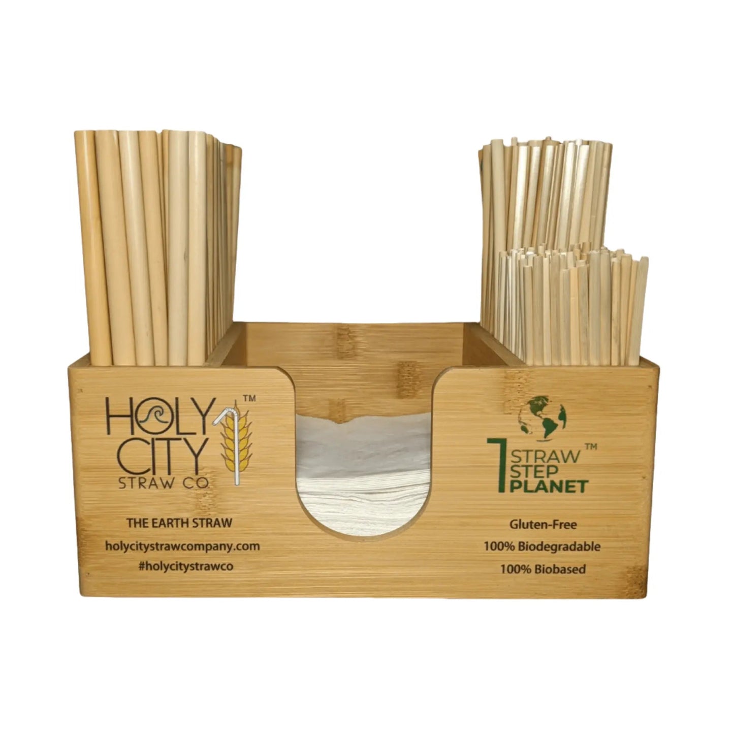 Bamboo Straw and Napkin Bar Caddy