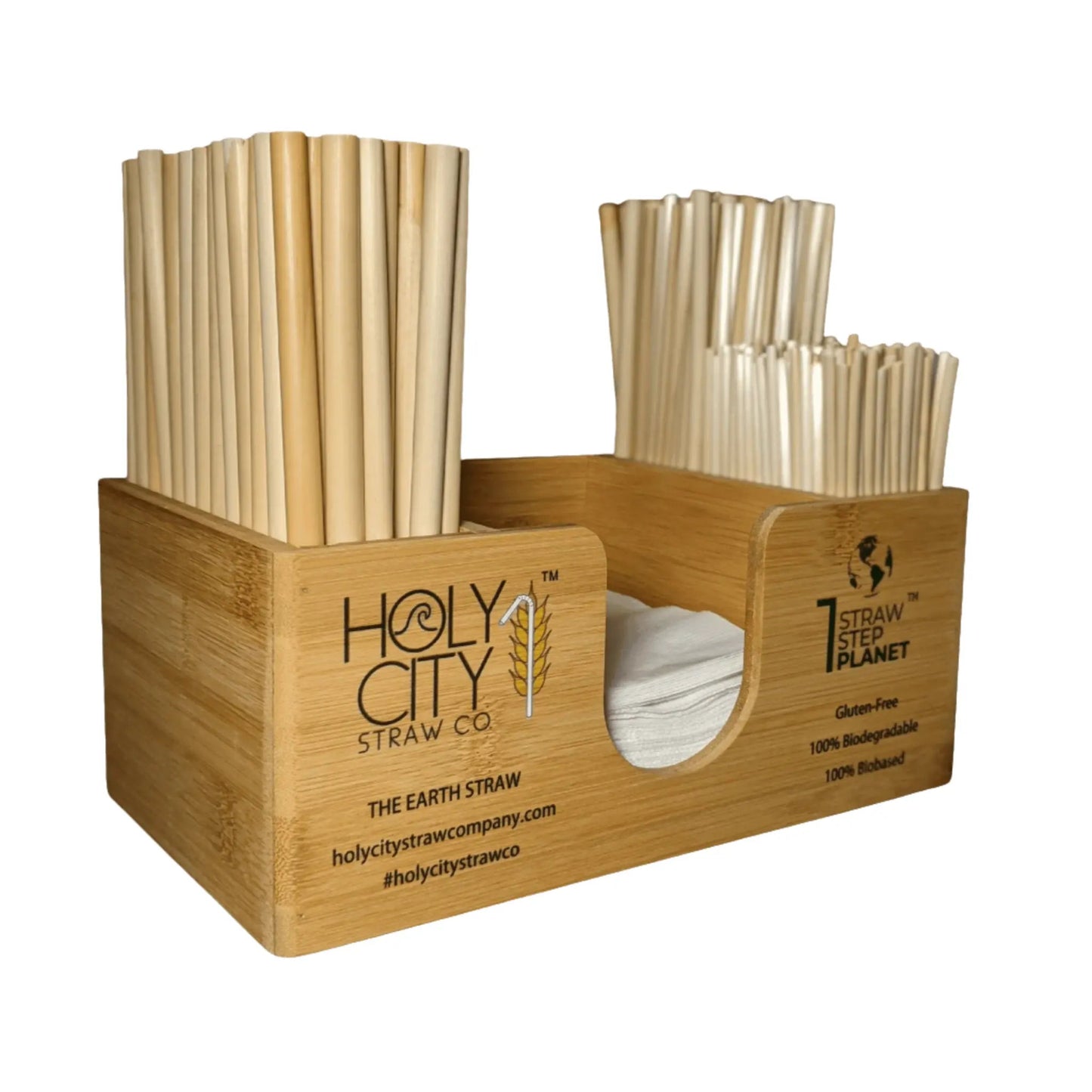 Bamboo Straw and Napkin Bar Caddy