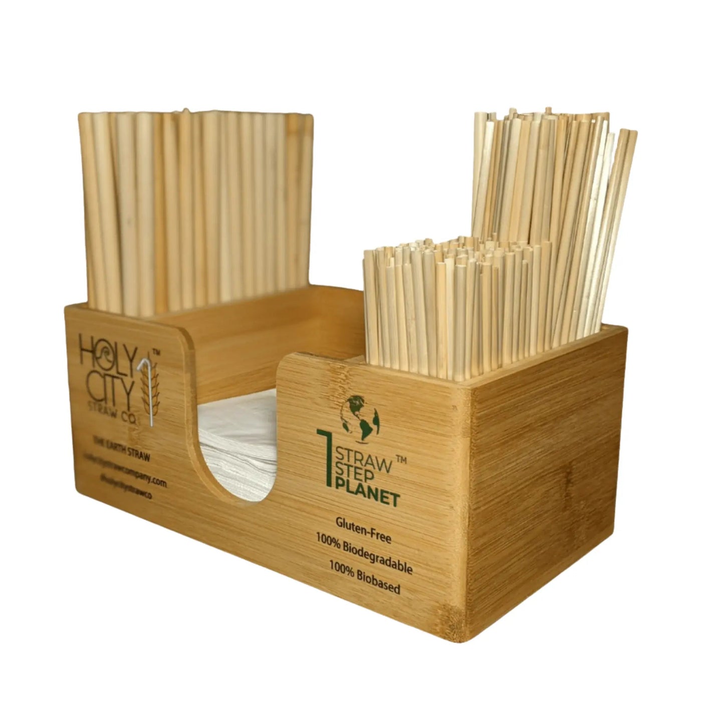 Bamboo Straw and Napkin Bar Caddy