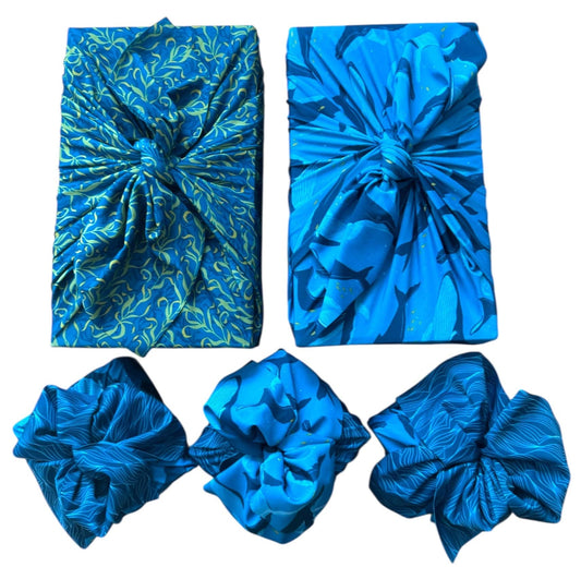 Assorted Set of 5 Reusable Cloth Furoshiki Gift Wrap | Ocean Conservation Collection-0