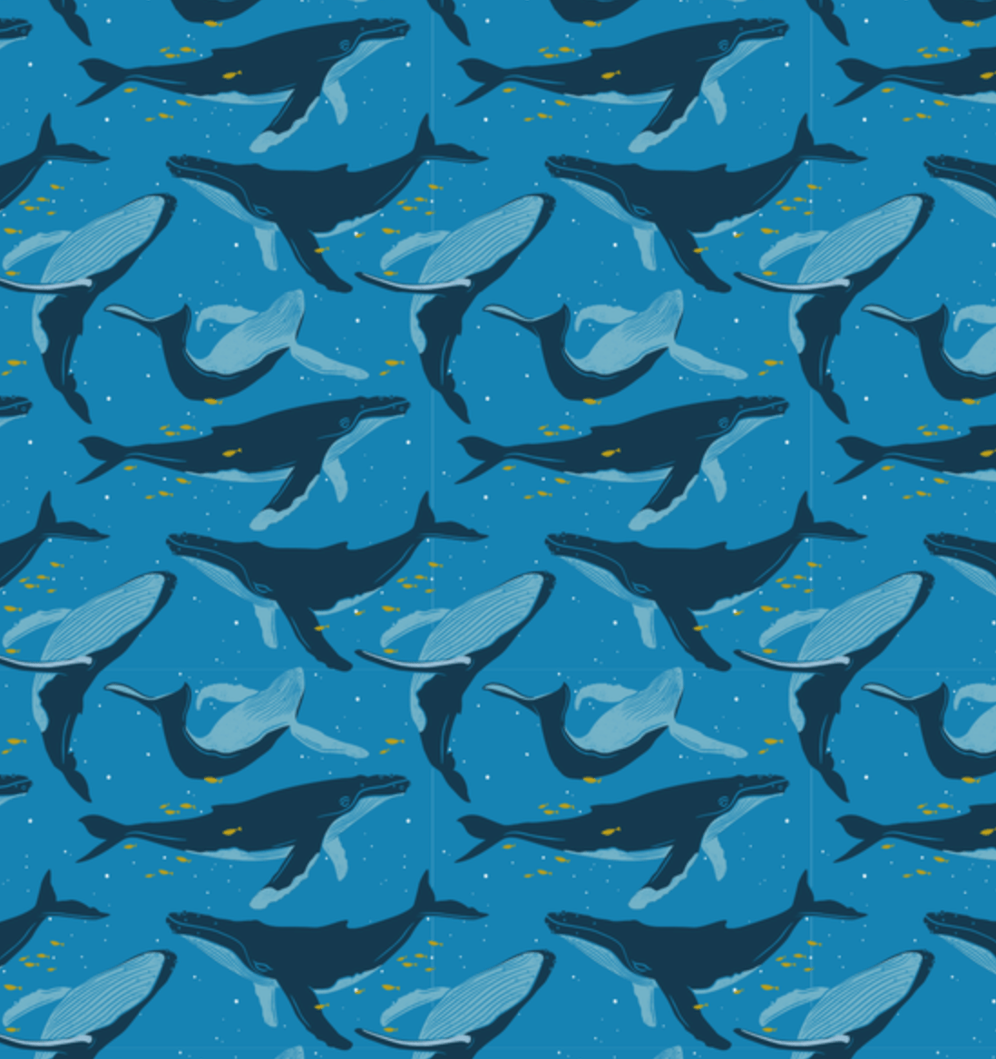 Small Reusable Cloth Furoshiki Gift Wrap | Whales & Waves-2