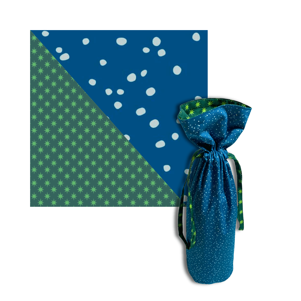 Large Reusable Fabric Wine Gift Bag | Snow & Stars-0