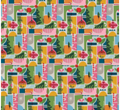 Vintage Shapes/Snow Small 18" Reusable Cloth Furoshiki Fabric Gift Wrap-2