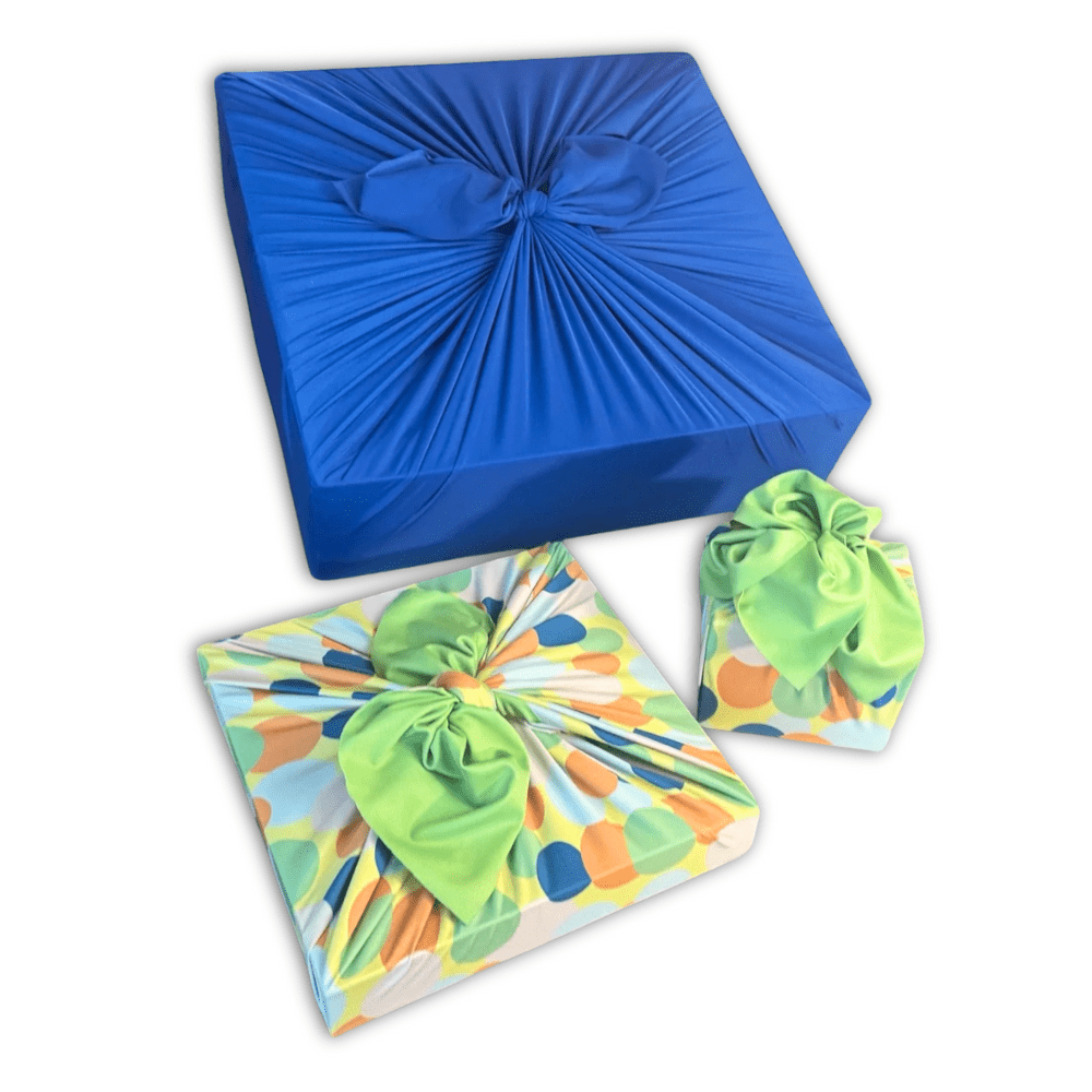 Set of 3 (S, L, XL) Reusable Cloth Furoshiki Gift Wrap | Polka Dot & Deep Blue-0