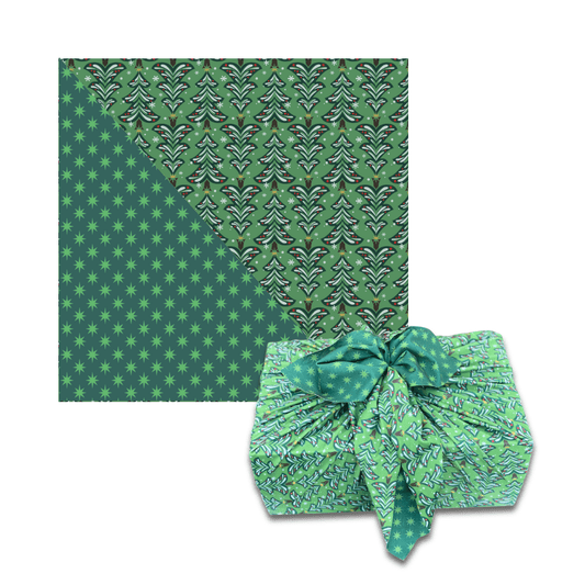 Small Reusable Cloth Furoshiki Gift Wrap | Christmas Trees & Stars-0