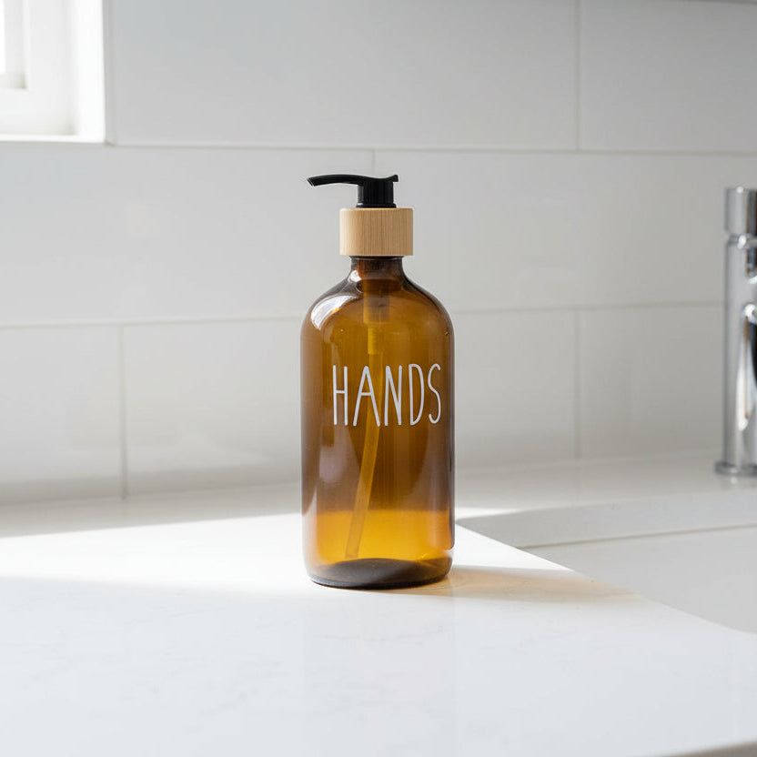 Brown Glass Pump Bottle – 500 ml Refillable Dispenser-0