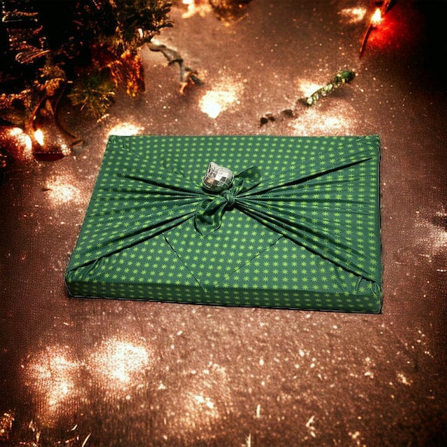 Extra Large Reusable Cloth Furoshiki Gift Wrap | Christmas Trees & Stars-1