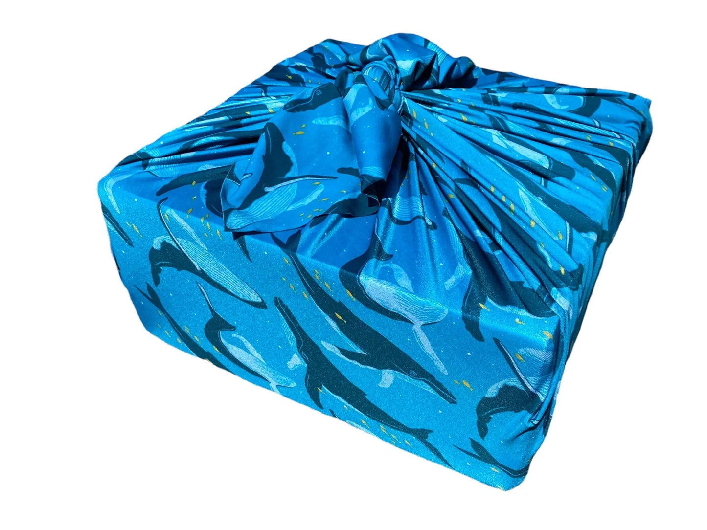 Set of 2 Large Reusable Cloth Furoshiki Gift Wrap | Whales & Waves-1