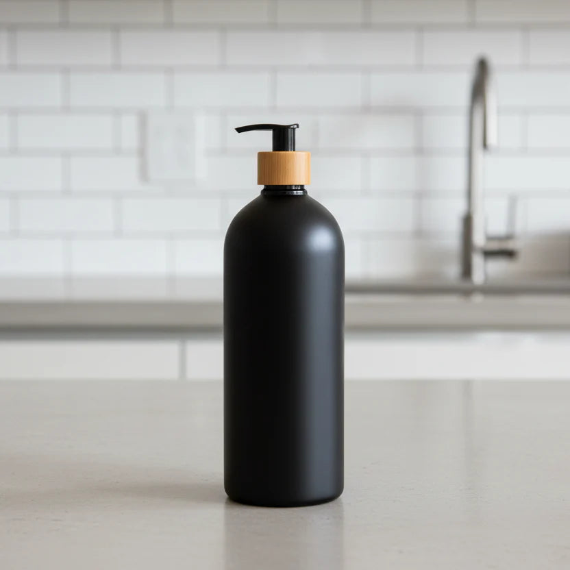 Black Bathroom Pump Bottle – 1 L Refillable Dispenser-1