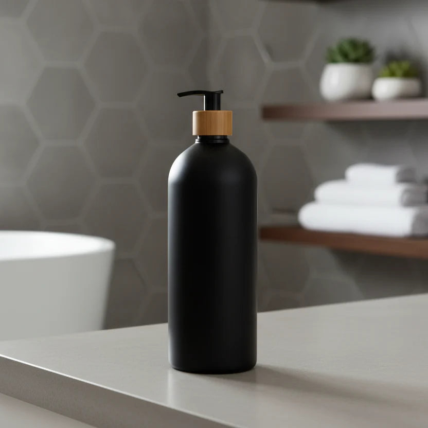 Black Bathroom Pump Bottle – 1 L Refillable Dispenser-0