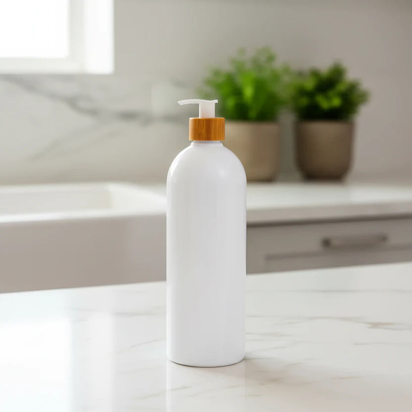 White Bathroom Pump Bottle – 1 L Refillable Dispenser-0