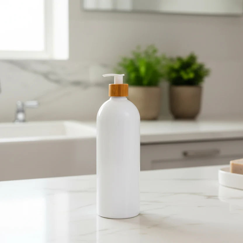 White Bathroom Pump Bottle – 1 L Refillable Dispenser-1