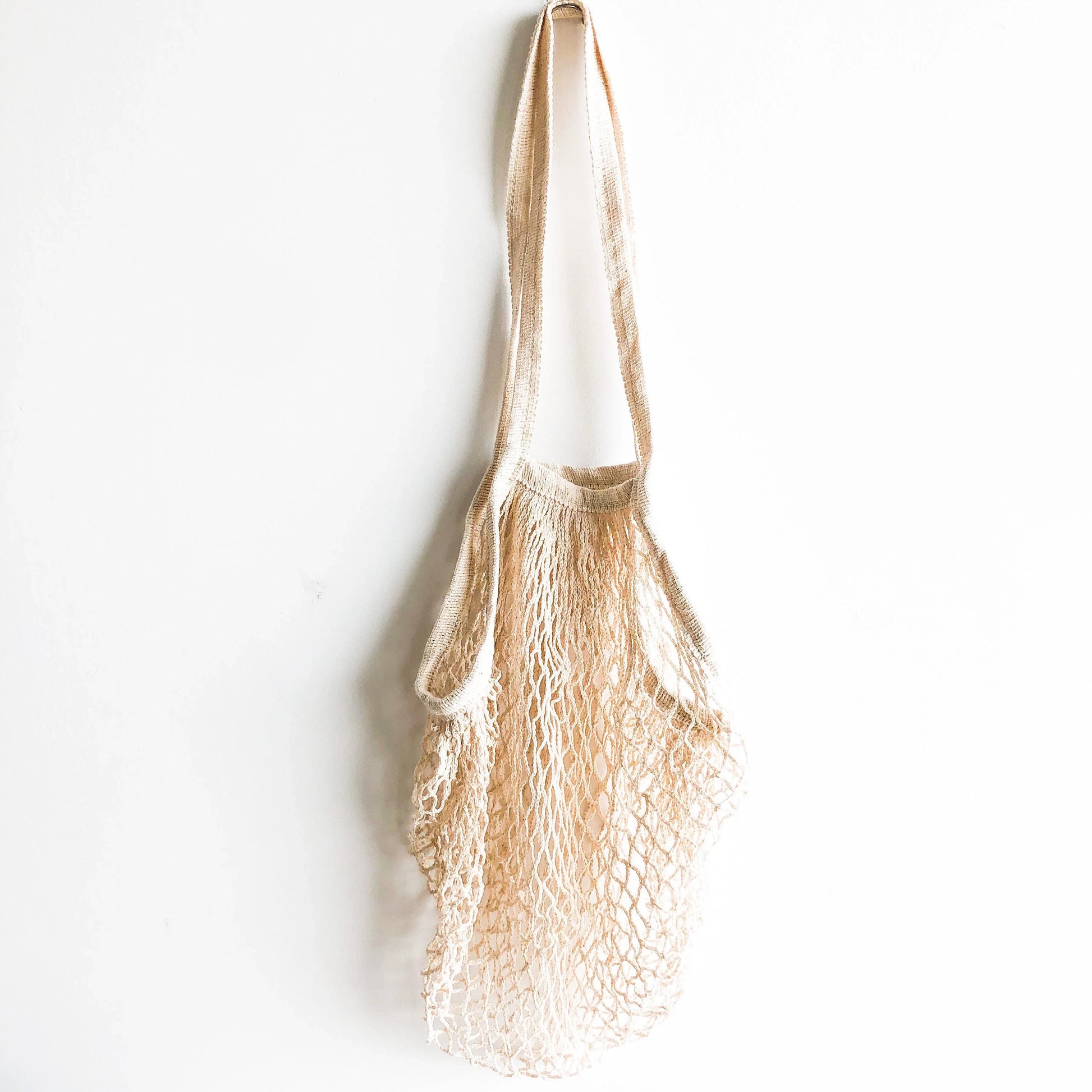 Reusable Organic Cotton Mesh Bag (Long Handle) - Plastic Free Sustainable Shopping Grocery Picnic Outdoor & Party - Zero Waste Biodegradable-3
