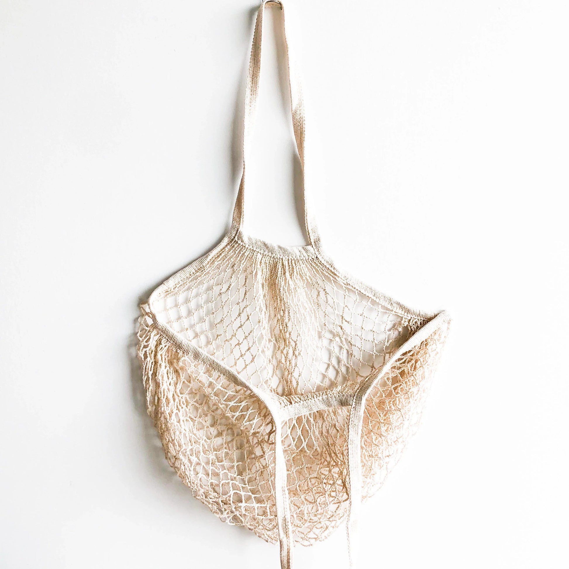 Reusable Organic Cotton Mesh Bag (Long Handle) - Plastic Free Sustainable Shopping Grocery Picnic Outdoor & Party - Zero Waste Biodegradable-5