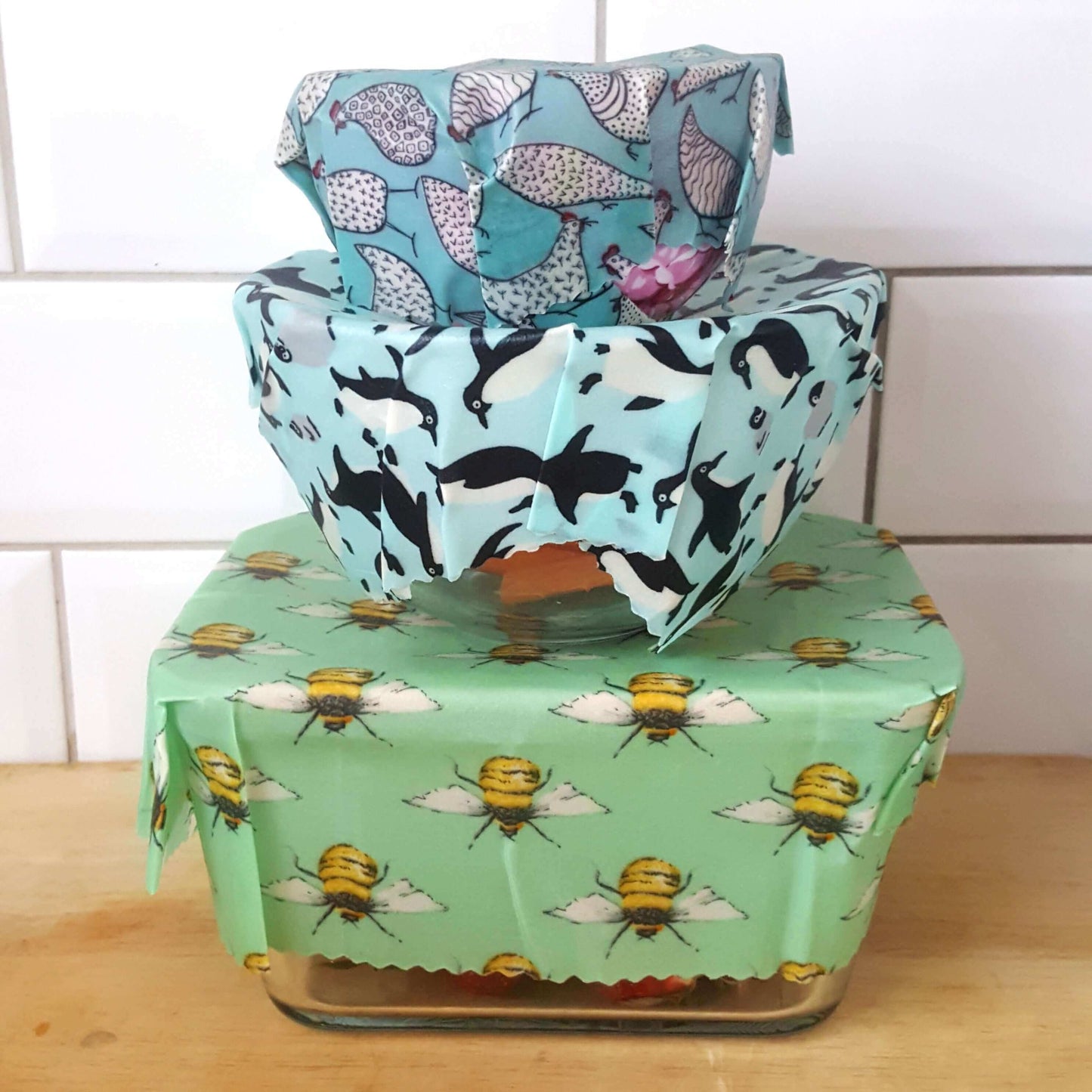 *Set of 3 Handmade Beeswax Wraps | Wings-3
